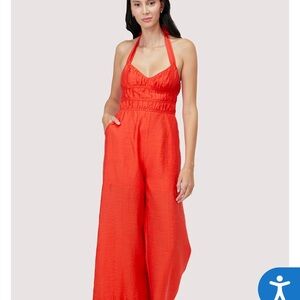 NWT….Lost and Wander Elegant Red Halter Jumpsuit Size small
